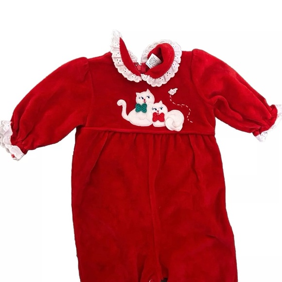 Vintage Baby Christmas Red Romper Size 6-9 Months - Picture 4 of 4
